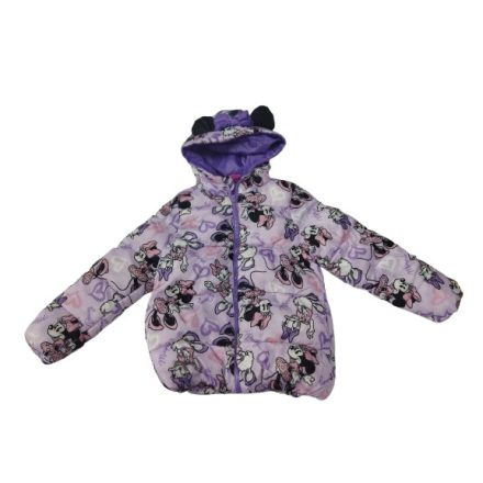 134-es lila mintás téli dzseki, kabát - Minnie egér (kicsit összeállt a bélése)