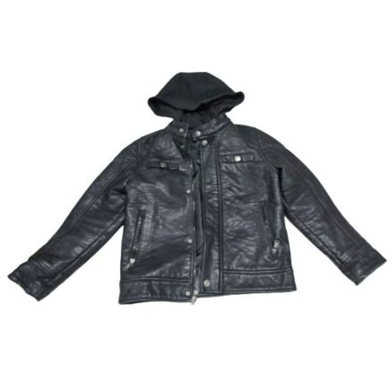 146-152-es fekete bőr hatású kabát - Urban