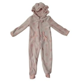   92-es rózsaszín pöttyös szőrmés háziruha, rugi, kezeslábas pizsama - Kiki & Koko - ÚJ