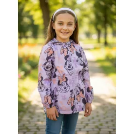   128-134-es lila átmeneti kabát polárral bélelve - Minnie Egér (ujja kcisit foltos)
