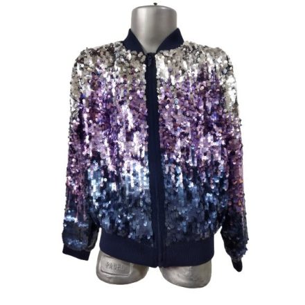 134-es sötétkék flitteres csini kiskabát, átmeneti kabát - H&M