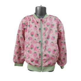   128-as rózsaszín-zöld epres kifordítható átmeneti kabát, dzseki