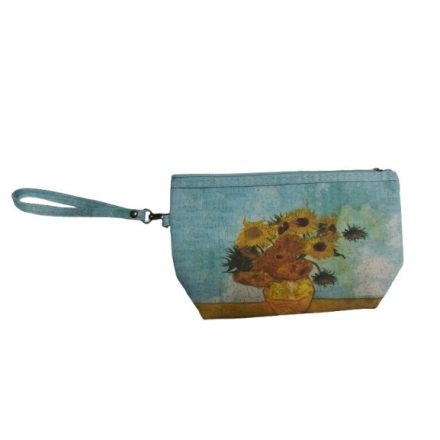 Festményes kozmetikai táska, szütyő, pénztárca, neszesszer - Van Gogh: Napraforgók - ÚJ