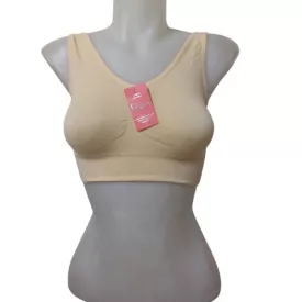 Női L-XL-es testszínű, drapp sportmelltartó - ÚJ