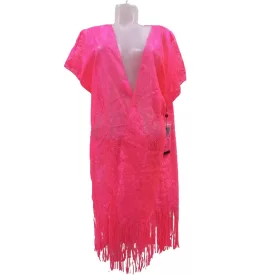   Női uv-pink lyukacsos csipkés felső, blúz, strandruha, köpeny, one size - ÚJ