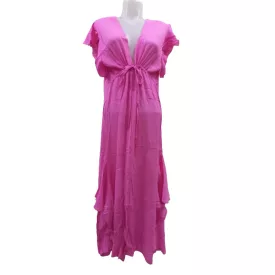   Női pink fodros könnyű strandruha, köpeny, köntös, one size - ÚJ