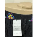 Női 3-4XL-es fekete, alján mintás (pink-kék) könnyű nyári nadrág - ÚJ