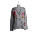 Női L-es szürke hímzett mintás blézer - ÚJ