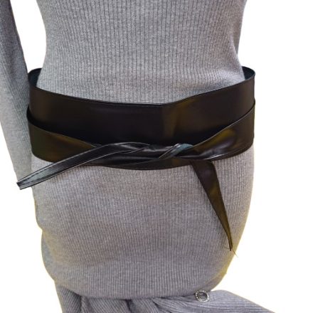 Fekete puha műbőr, lakkbőr öv, 7 cm széles - ÚJ