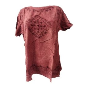 Női XXL-es bordó lenes felső, blúz - Linbaba - ÚJ