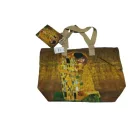 Vászon füles táska, strandtáska pénztárcával (textil szütyővel) - Klimt: A csók - ÚJ 