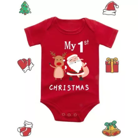 56-62-es piros body Első karácsonyom felirattal - ÚJ