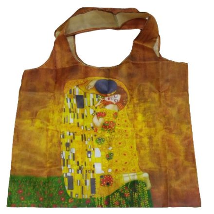 Összehajtható füles bevásárlótáska, szatyor - Gustav Klimt: A csók - ÚJ 