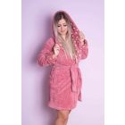 Női L-es rózsaszín wellsoft köntös, fürdőköpeny, rövid fazon - ÚJ
