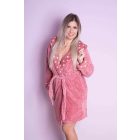 Női rózsaszín wellsoft köntös, fürdőköpeny, rövid fazon - ÚJ