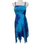 Női egyméretes kék batikolt pántos ruha - WOW - ÚJ