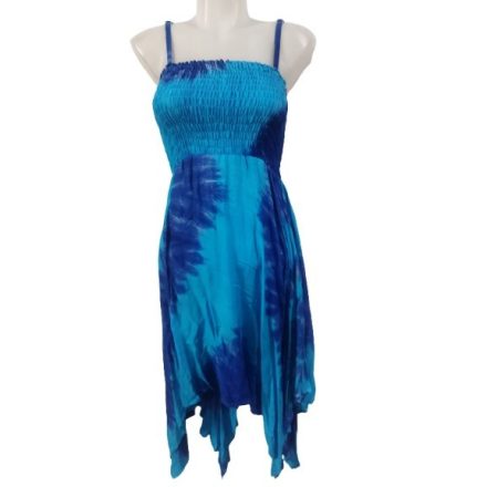 Női egyméretes kék batikolt pántos ruha - WOW - ÚJ