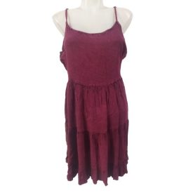 Női egyméretes bordó pántos pántos ruha - WOW - ÚJ