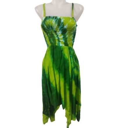 Női egyméretes zöld batikolt pántos ruha - WOW - ÚJ