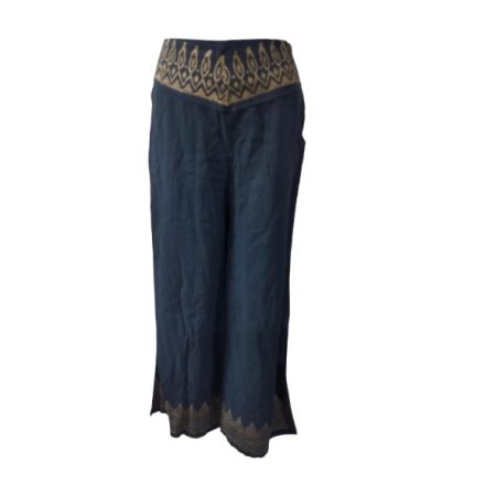 Női fekete-arany lenes nyári nadrág, jóganadrág, háremnadrág - Boho Fashion - ÚJ