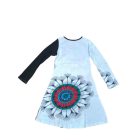 Női M-es fekete-fehér-piros bohém nepáli ruha - ÚJ