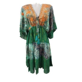   Női zöld egyméretes bohém térdig érő ruha - Boho Fashion - ÚJ