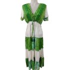 Női L-XL-es zöld-fehér nepáli ruha - Boho Fashion - ÚJ