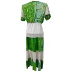 Női L-XL-es zöld-fehér nepáli ruha - Boho Fashion - ÚJ