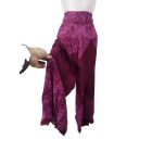 Női egy méretű, bordó, lábszárán pink mintás háremnadrág, jóganadrág - ÚJ