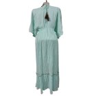 Női L-XL-es mentazöld mandalás flitteres nepáli ruha, maxiruha - Boho Fashion - ÚJ