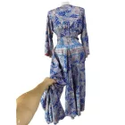 Női M-es kék-piros-arany paisley mintás selyem kétrészes együttes - Boho Fashion - ÚJ