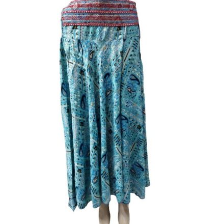 Női M-L-es kék flitteres derekú hastáncos jellegű bőszárú szoknyanadrág, nadrágszoknya - Boho Fashion - ÚJ