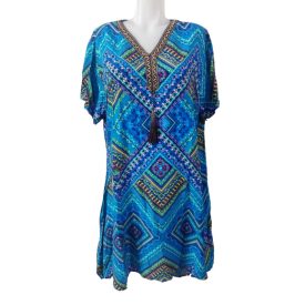   Női kék mintás, indiai mintás szári, tunika, one size - Nini - ÚJ