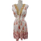 Női egyméretes fehér-narancssárga arany flitteres nepáli, indiai ruha - Boho Alta Moda - ÚJ