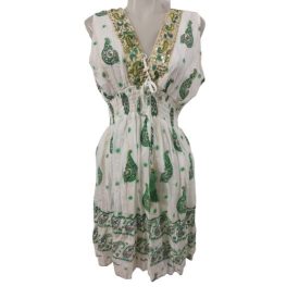   Női egyméretes fehér-zöld flitteres nepáli, indiai ruha - Boho Alta Moda - ÚJ