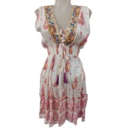   Női egyméretes fehér-pink arany flitteres nepáli, indiai ruha - Boho Alta Moda - ÚJ