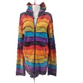   Női 3XL-es színes csíkos bohém nepáli pamut kardigán - EzHippie - ÚJ