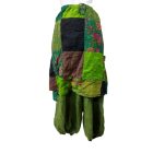 Zöld virágos-kockás szoknyás aladdin nadrág, nepáli nadrág, háremnadrág - Nini - ÚJ