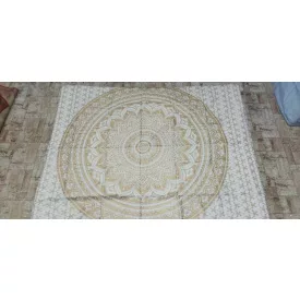   210*235 cm-es fehér-arany mandalamintás franciaágyra való dupla ágytakaró - ÚJ