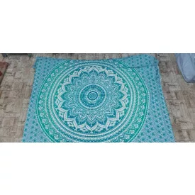   210*235 cm-es türkiz mandalamintás franciaágyra való dupla ágytakaró - ÚJ