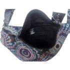 Bohém mintás kék nepáli hímzett nagyméretű vászon övtáska, vagy oldaltáska - ÚJ 