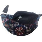 Bohém mintás fekete-kék nepáli hímzett nagyméretű vászon övtáska, vagy oldaltáska - ÚJ 