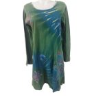 Női L-XL-es zöld virágos bohém pamut ruha - Nini - ÚJ