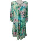 Női zöld mintás selyem tunika, miniruha, one size - Nini - ÚJ