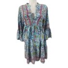 Női kék mintás selyem tunika, blúz, one size - Nini - ÚJ