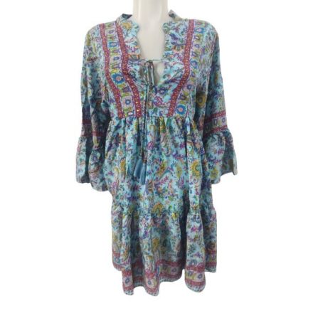 Női kék mintás selyem tunika, blúz, one size - Nini - ÚJ