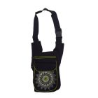 Fekete-zöld mandalás textil övtáska, nepáli vászon oldaltáska, vagy övtáska - Nini - ÚJ 