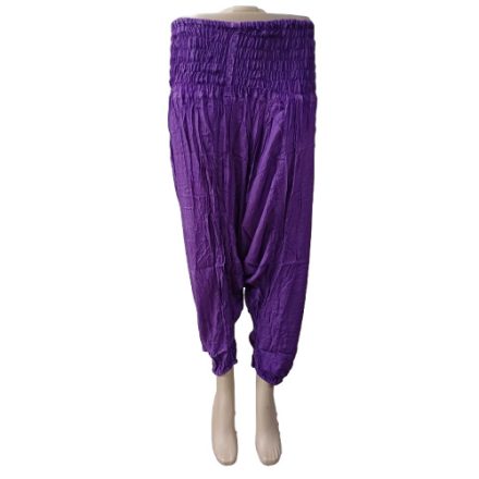 Női lila gumis derekú ejtett ülepű egyméretes jázmin nadrág, aladdin nadrág, háremnadrág - Nini - ÚJ