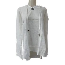   XL-es fehér lenge, könnyű géz tapintású hosszú ujjú kapucnis ing - ÚJ