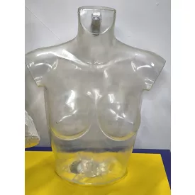   Női feles átlátszó, csavaros aljú próbababa, torzó, felakasztható
